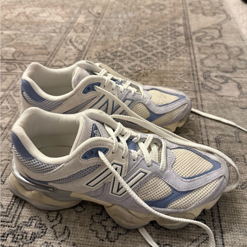 New Balance Women's Cream and Blue Sneakers